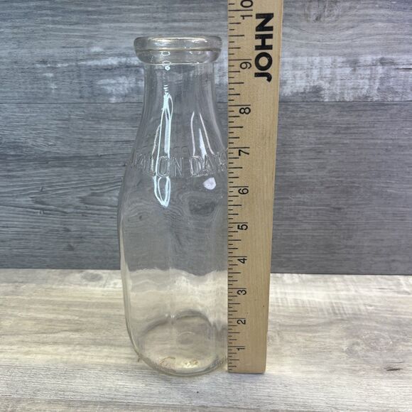 USA Clear Glass One Quart Milk Bottle Avalon Dairies Dairy Container Jar Vintage - Picture 2 of 11